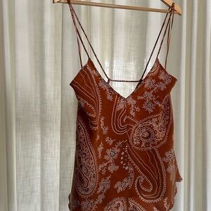 Zara Paisley/Bandana Print Spaghetti Strap Top in Burnt Orange